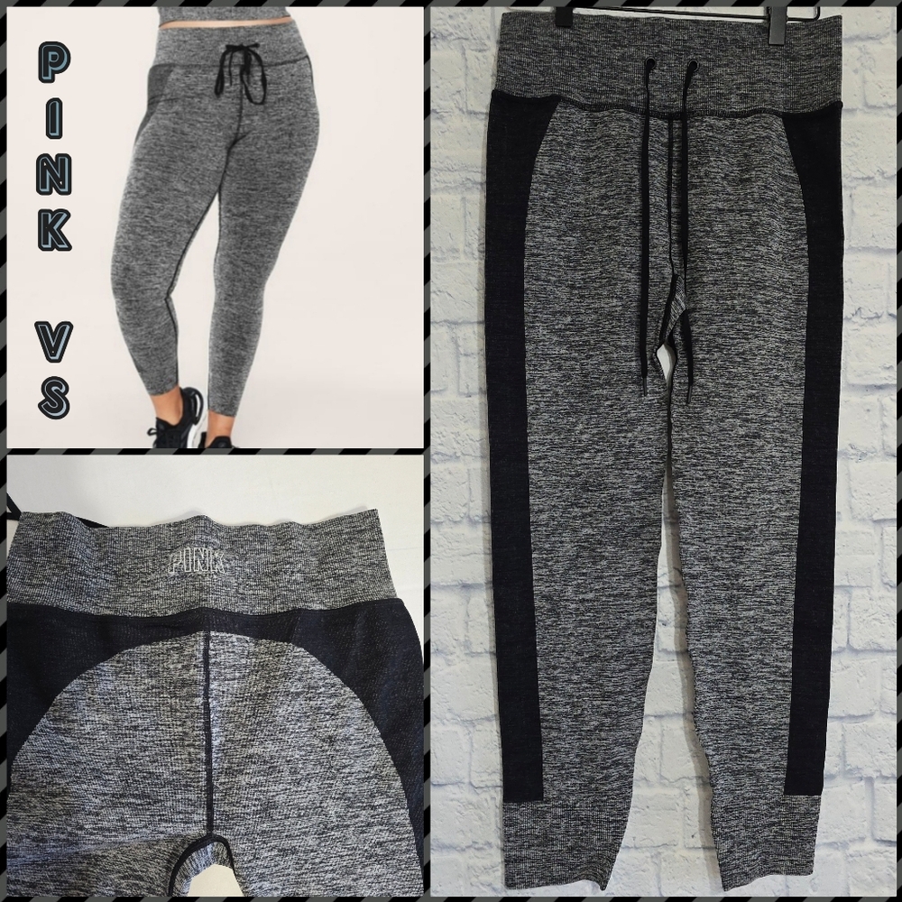 PINK Victoria's Secret Active Logo Jogger Legging Pants Seamless Gray New Large